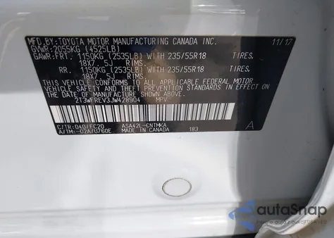 2018 Toyota Rav4 Adventure from USA, damaged, VIN 2T3WFREV3JW428904